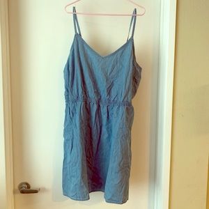 Denim dress with thin straps